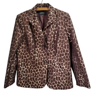 Lafayette 148 New York Jacket Womens 10 Animal Print Glam Career Office Mob Wife